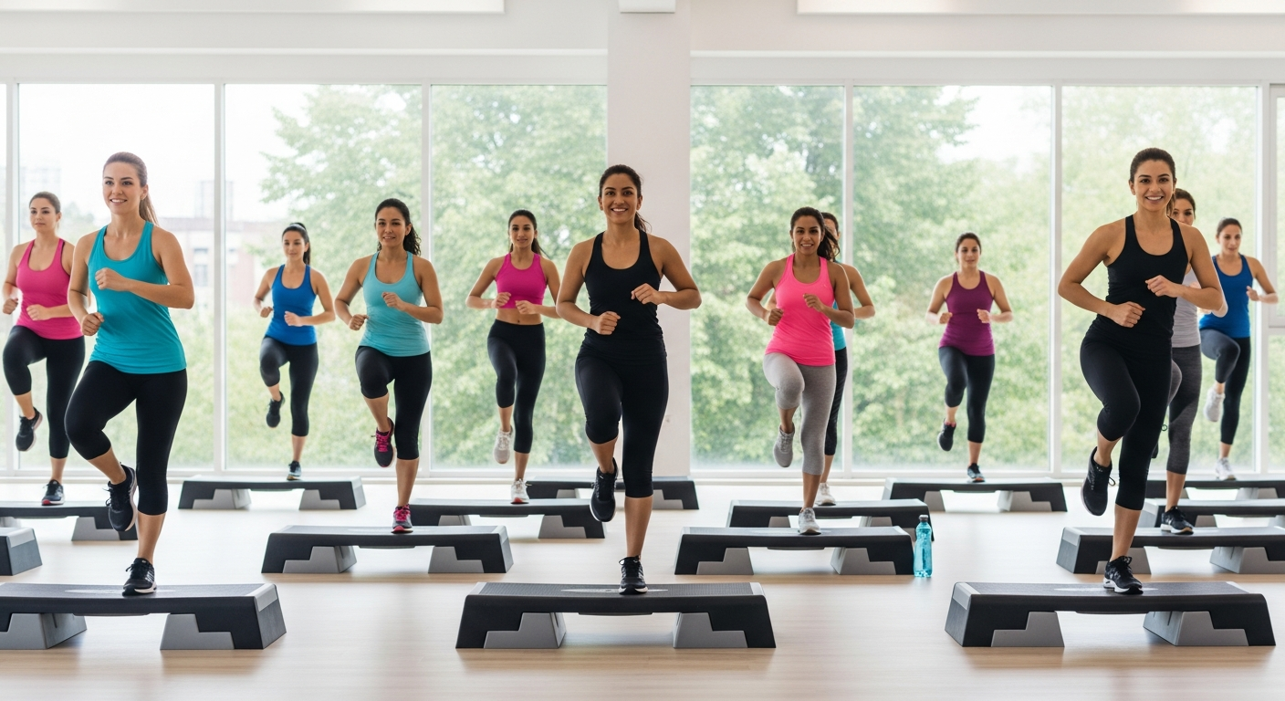 Групповые занятия на степ-платформах